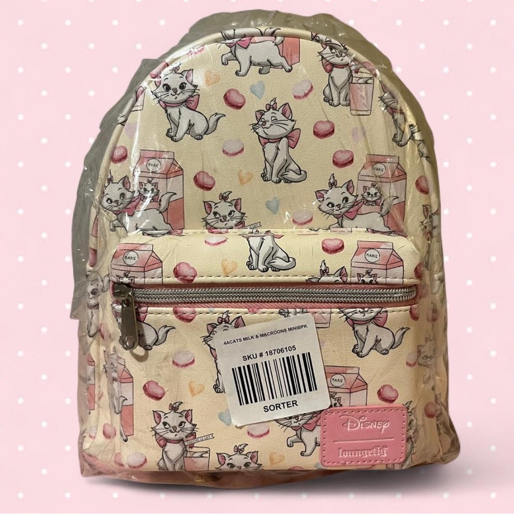 the aristocats marie cat macaron milk pink loungefly disney backpack - Picture 2 of 6